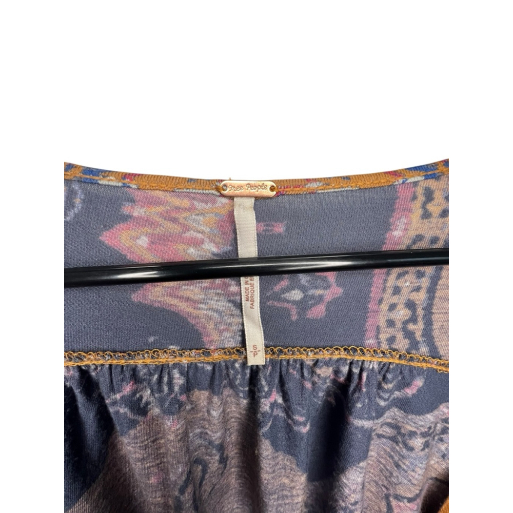 Free People Fiona's Wrap Paisley Bohemian Blouse With Bell Sleeves - Picture 3 of 7
